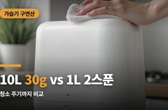 가습기 구연산 희석, 10L당 30g과 1L당 1~2스푼 비교